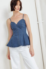POWER POISE INDIGO CAMI TOP - Flying Tomato - Flyclothing LLC