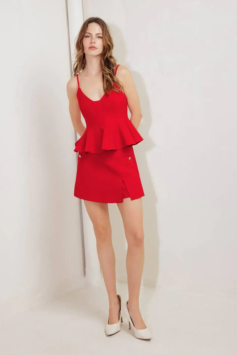 MELTED MARSHMALLOW RED WOVEN CAMI TOP - Flying Tomato - Flyclothing LLC