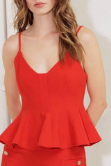 MELTED MARSHMALLOW RED WOVEN CAMI TOP - Flying Tomato - Flyclothing LLC