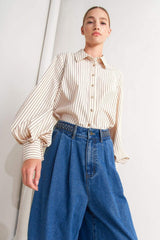 PINSTRIPE CHIC WOVEN TOP - Flying Tomato - Flyclothing LLC