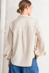 PINSTRIPE CHIC WOVEN TOP - Flying Tomato - Flyclothing LLC