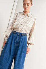 PINSTRIPE CHIC WOVEN TOP - Flying Tomato - Flyclothing LLC