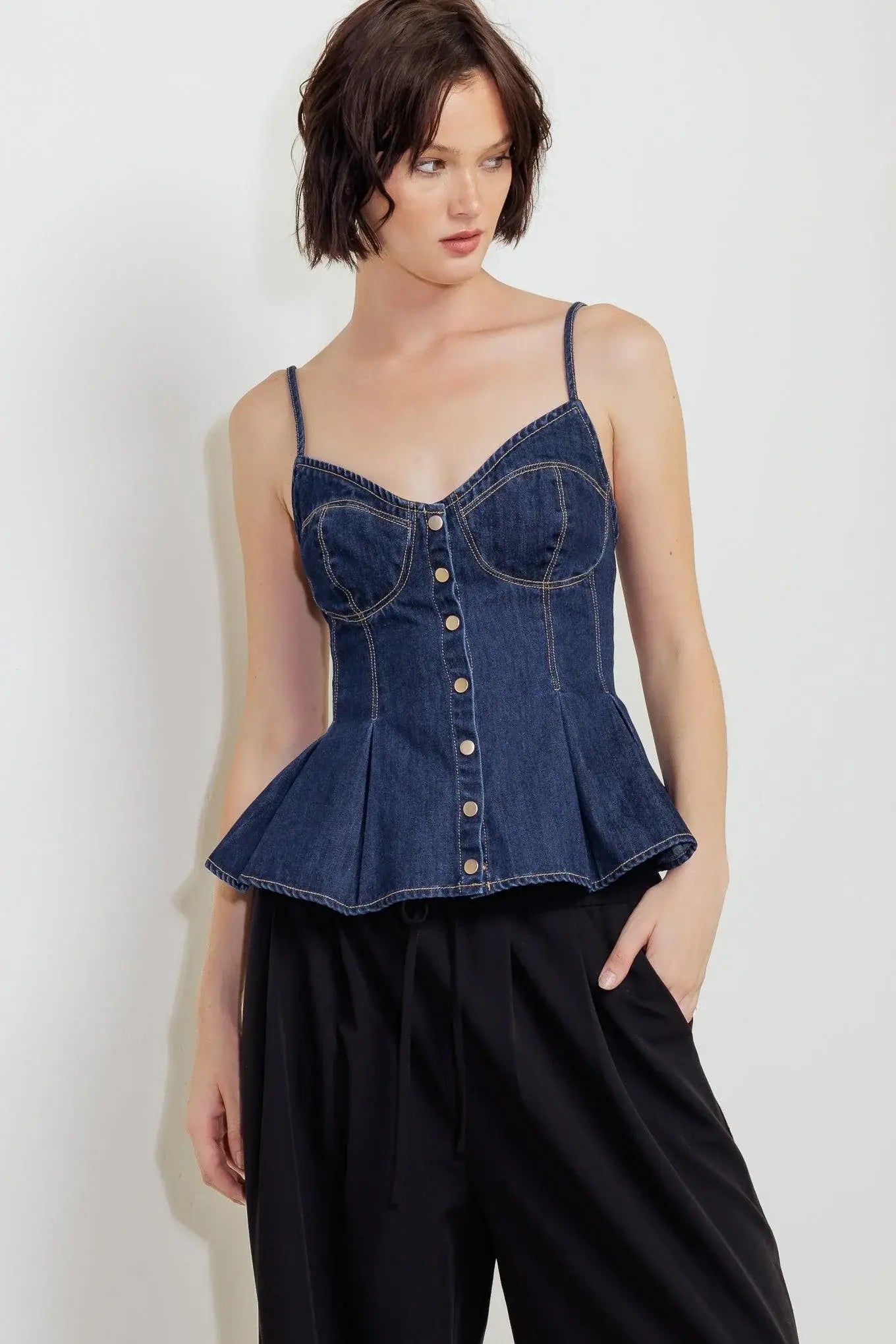 SILENT AUTHORITY DENIM CAMI TOP - Flying Tomato - Flyclothing LLC