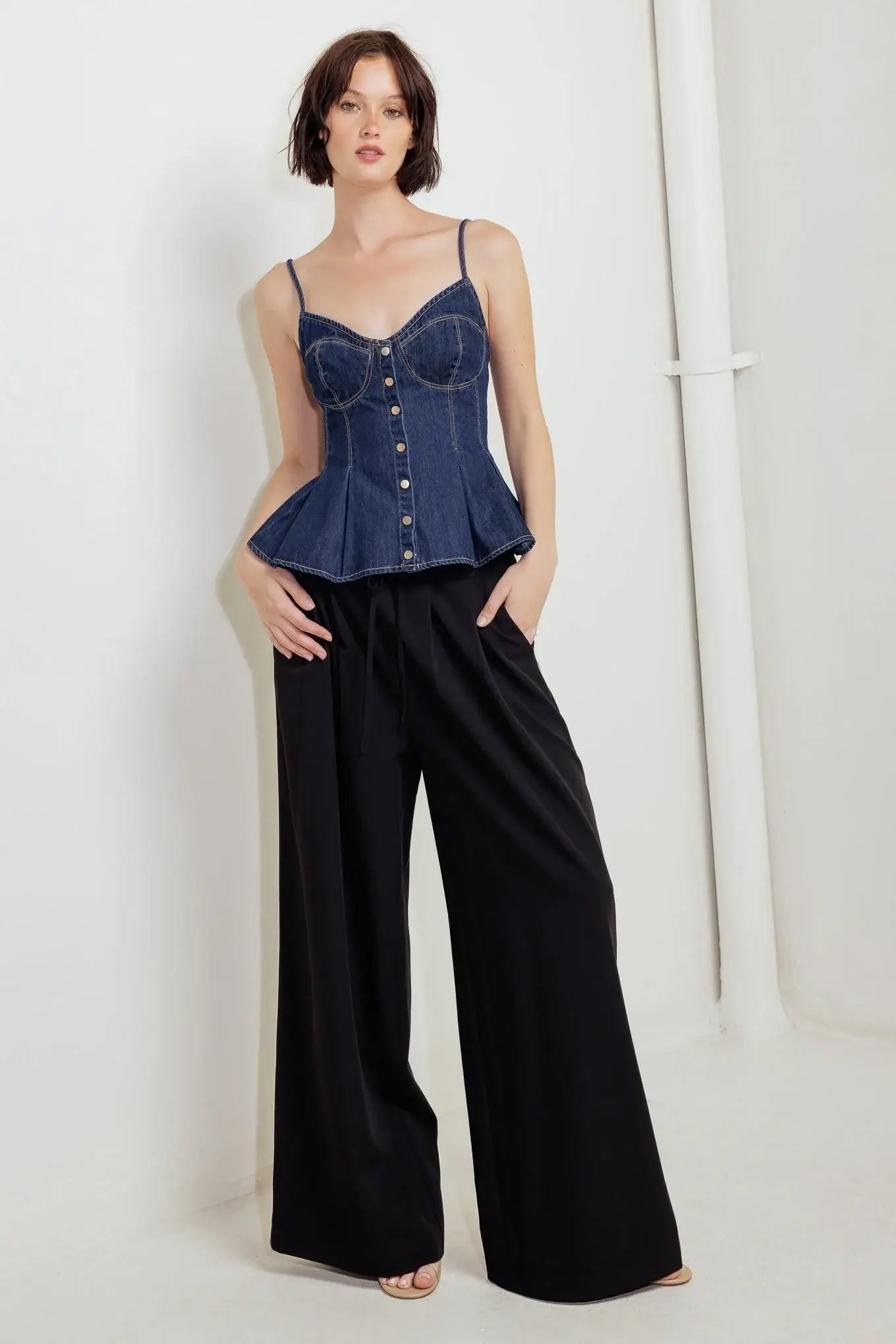 SILENT AUTHORITY DENIM CAMI TOP - Flying Tomato - Flyclothing LLC