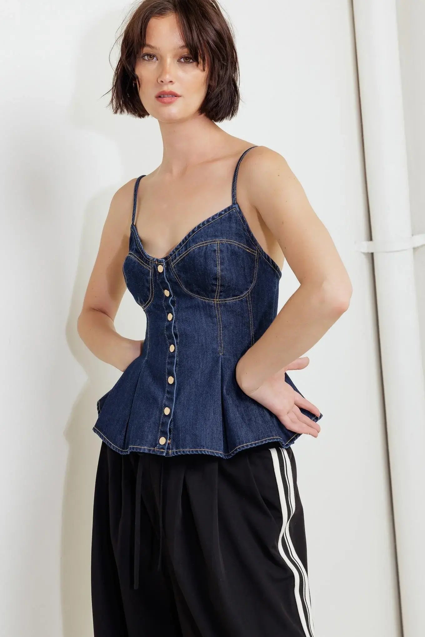 SILENT AUTHORITY DENIM CAMI TOP - Flying Tomato - Flyclothing LLC