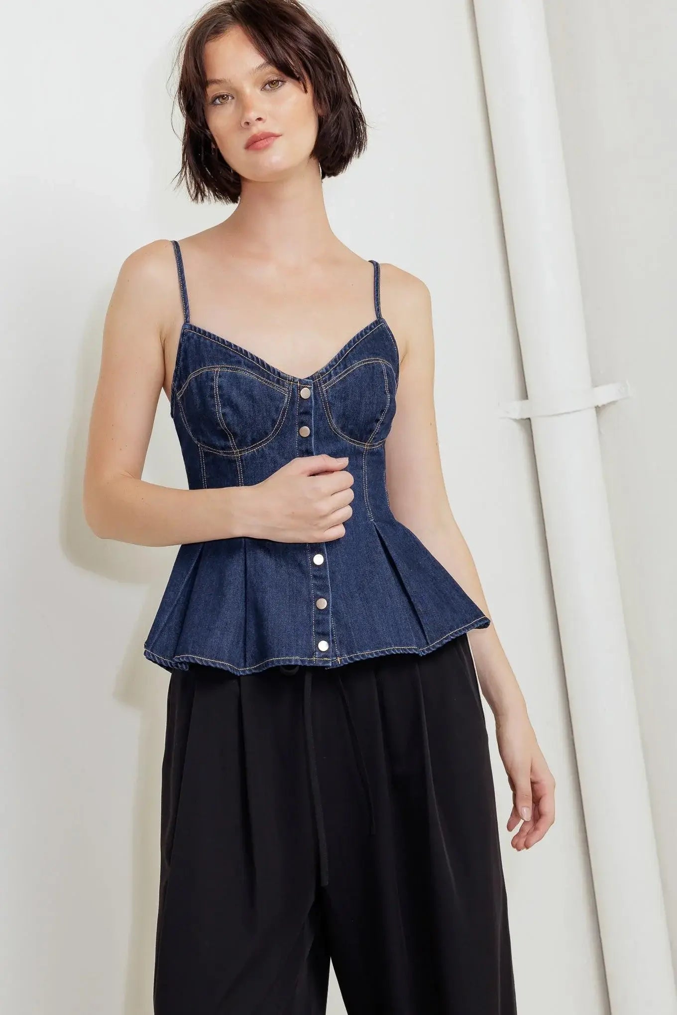 SILENT AUTHORITY DENIM CAMI TOP - Flying Tomato - Flyclothing LLC