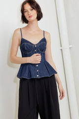 SILENT AUTHORITY DENIM CAMI TOP - Flying Tomato - Flyclothing LLC