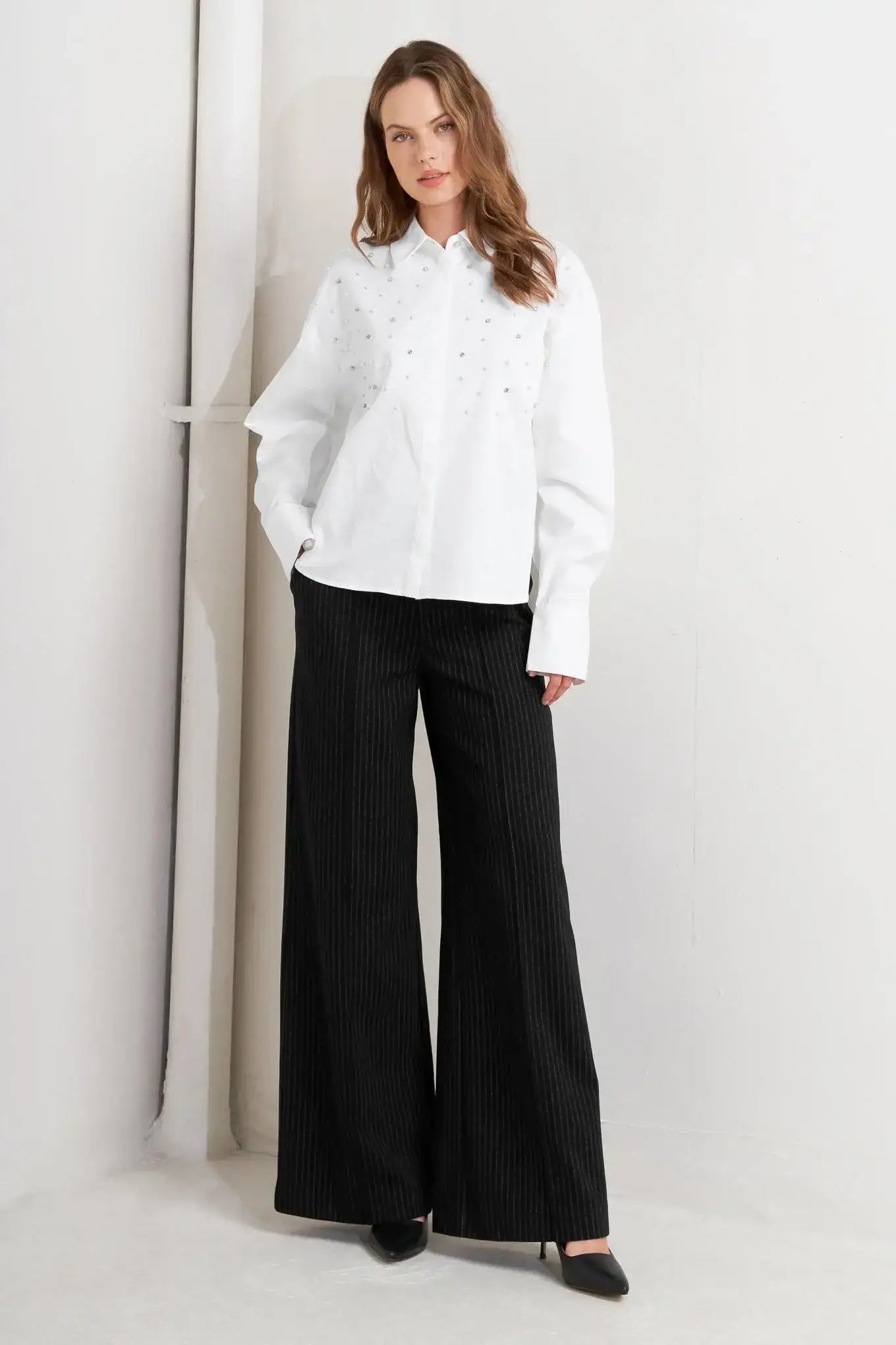 CRYSTAL TOUCH WOVEN SHIRT - Flying Tomato - Flyclothing LLC