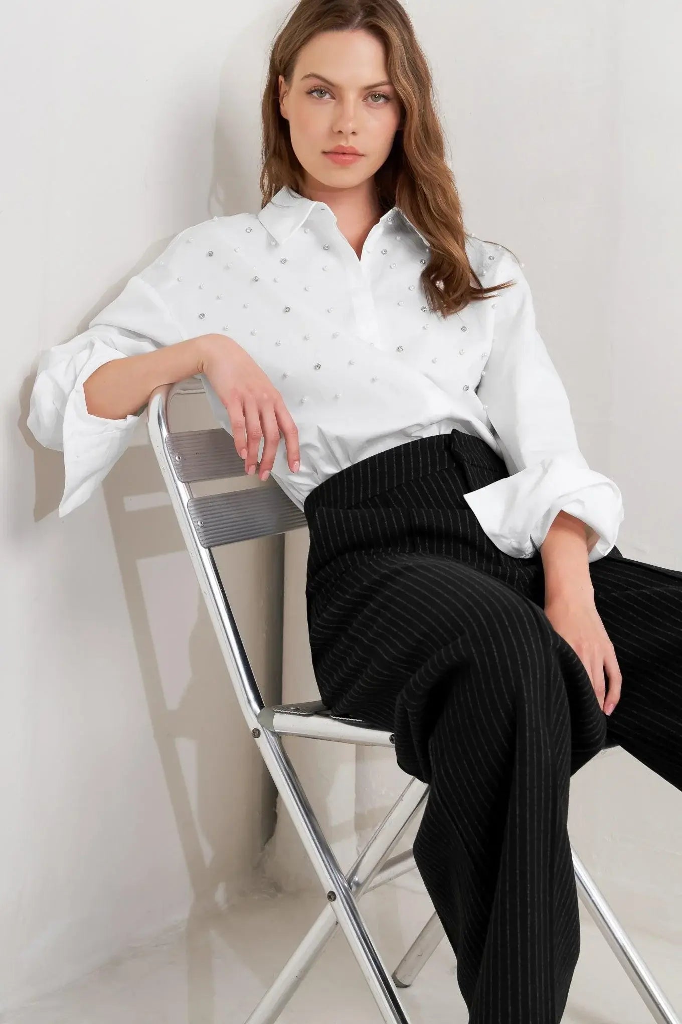 CRYSTAL TOUCH WOVEN SHIRT - Flying Tomato - Flyclothing LLC