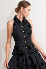 NOIR BLOOMING ROMANCE WOVEN TOP