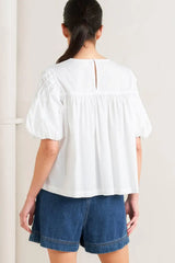 WHITE DREAM PUFF WOVEN TOP - Flying Tomato - Flyclothing LLC