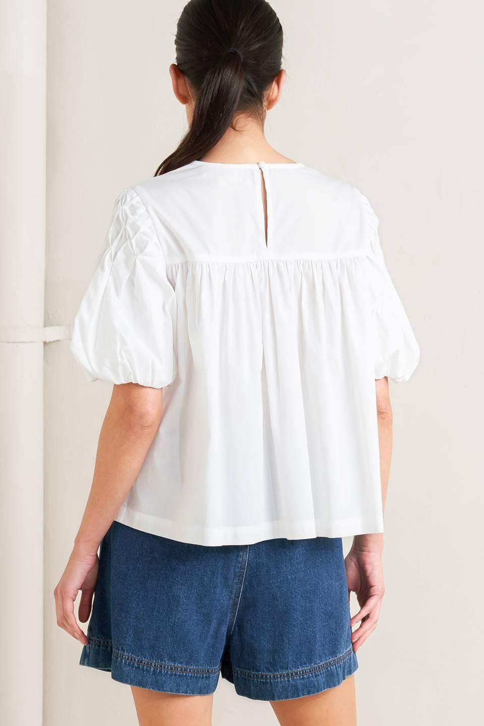 WHITE DREAM PUFF WOVEN TOP - Flying Tomato - Flyclothing LLC