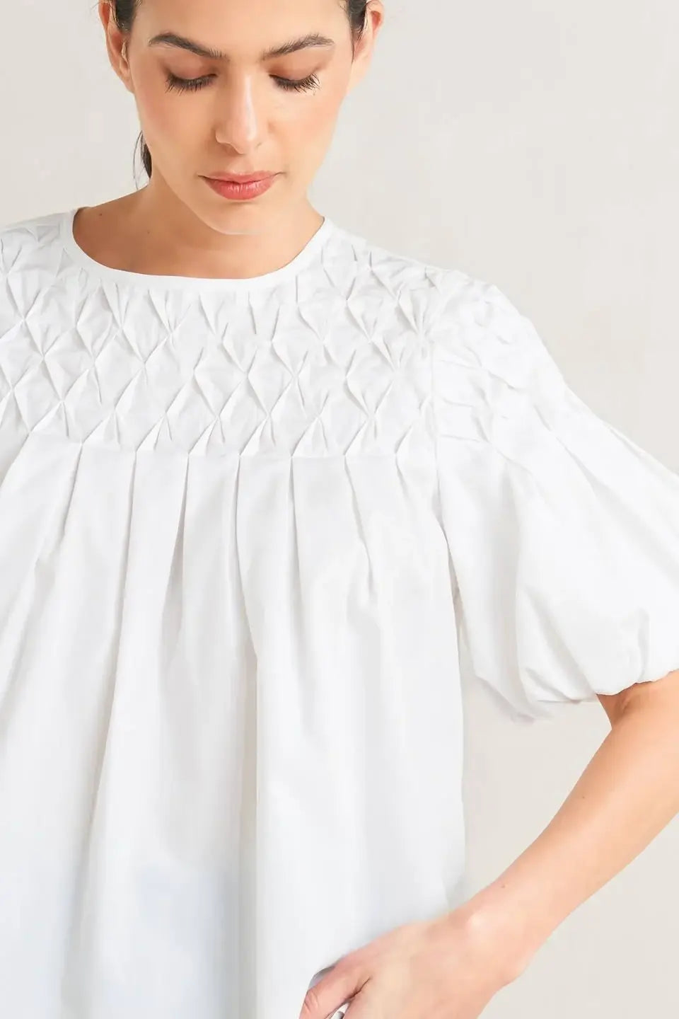 WHITE DREAM PUFF WOVEN TOP - Flying Tomato - Flyclothing LLC