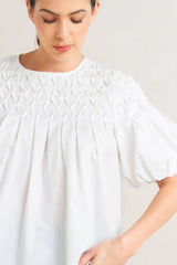 WHITE DREAM PUFF WOVEN TOP - Flying Tomato - Flyclothing LLC