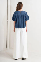 COTTAGE SPELL CHAMBRAY TOP - Flying Tomato - Flyclothing LLC