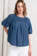 COTTAGE SPELL CHAMBRAY TOP - Flying Tomato - Flyclothing LLC