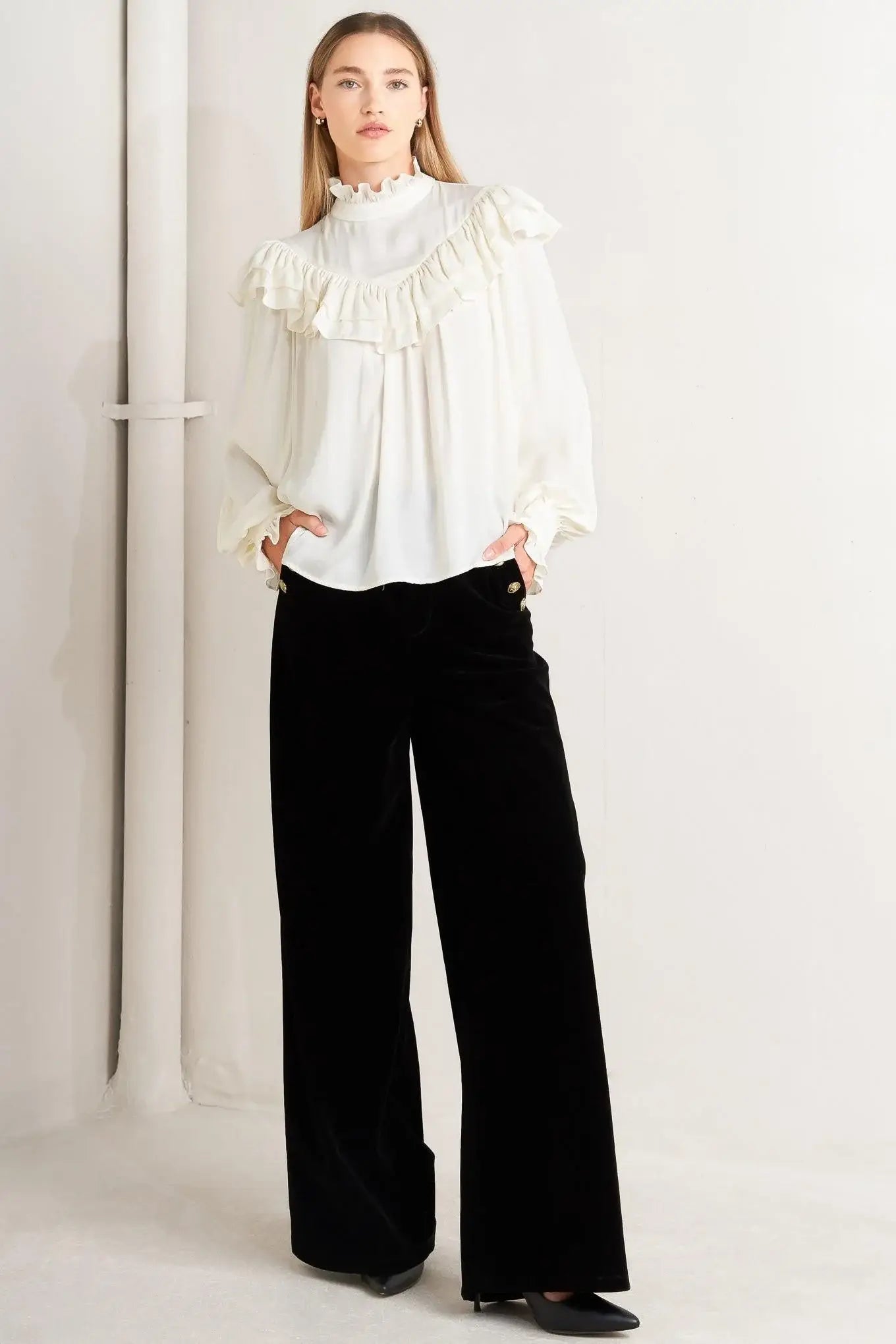 EDWARDIAN WALTZ WOVEN TOP - Flying Tomato - Flyclothing LLC