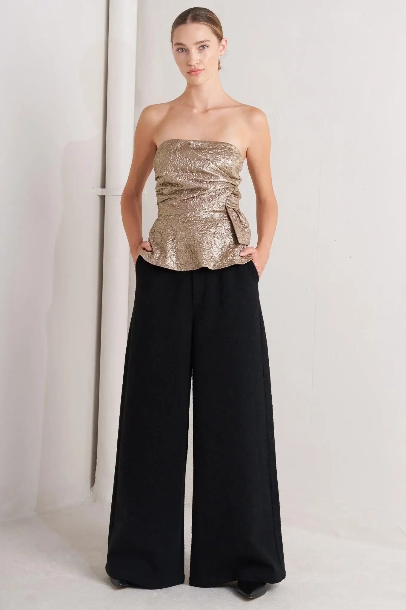 LIQUID GOLD WOVEN TOP - Flying Tomato - Flyclothing LLC