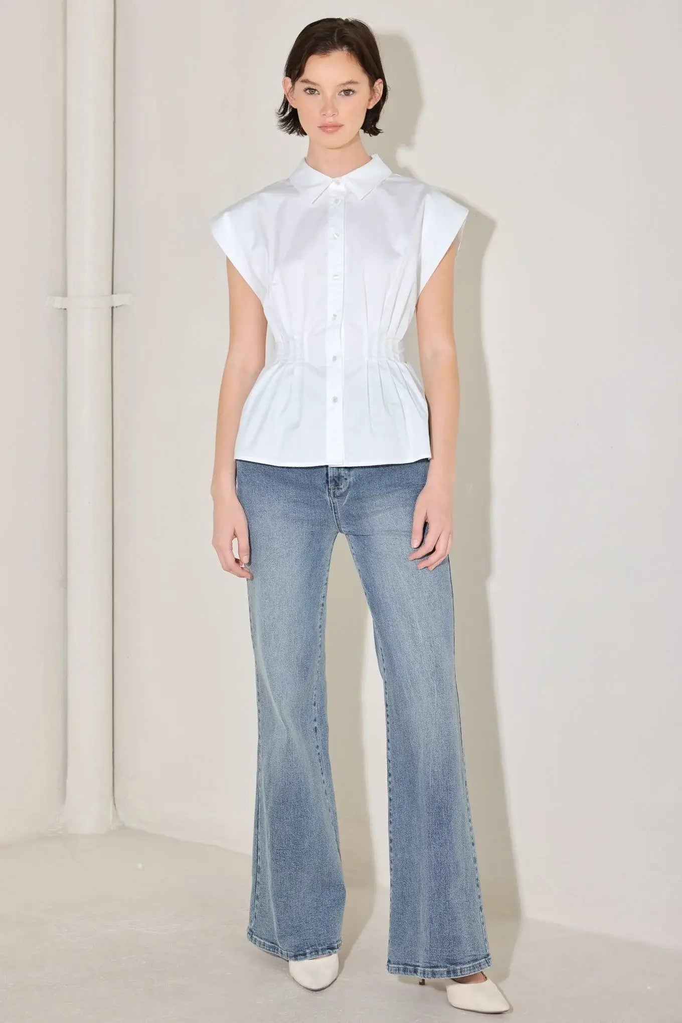MODERN POISE WOVEN TOP - Flying Tomato - Flyclothing LLC