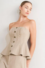 MODERN CORSET MOCHA KNIT TOP - Flying Tomato - Flyclothing LLC