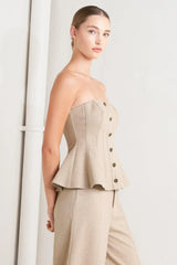 MODERN CORSET MOCHA KNIT TOP - Flying Tomato - Flyclothing LLC