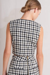 MONA CHECK TWEED VEST - Flying Tomato - Flyclothing LLC