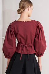 AMOUR SCALLOP WOVEN TOP - Flying Tomato - Flyclothing LLC