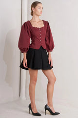 AMOUR SCALLOP WOVEN TOP - Flying Tomato - Flyclothing LLC