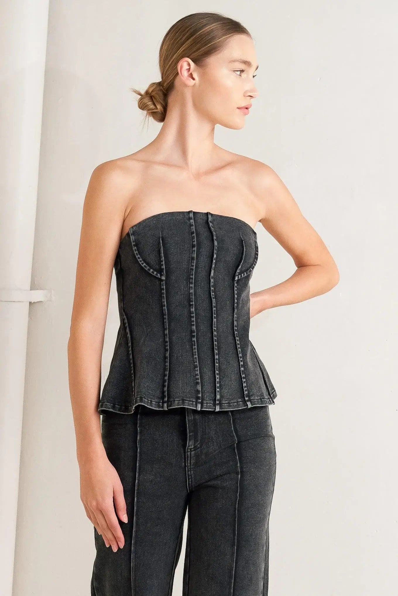 NIGHT SHAPE DENIM TOP - Flying Tomato - Flyclothing LLC