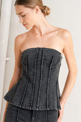 NIGHT SHAPE DENIM TOP - Flying Tomato - Flyclothing LLC
