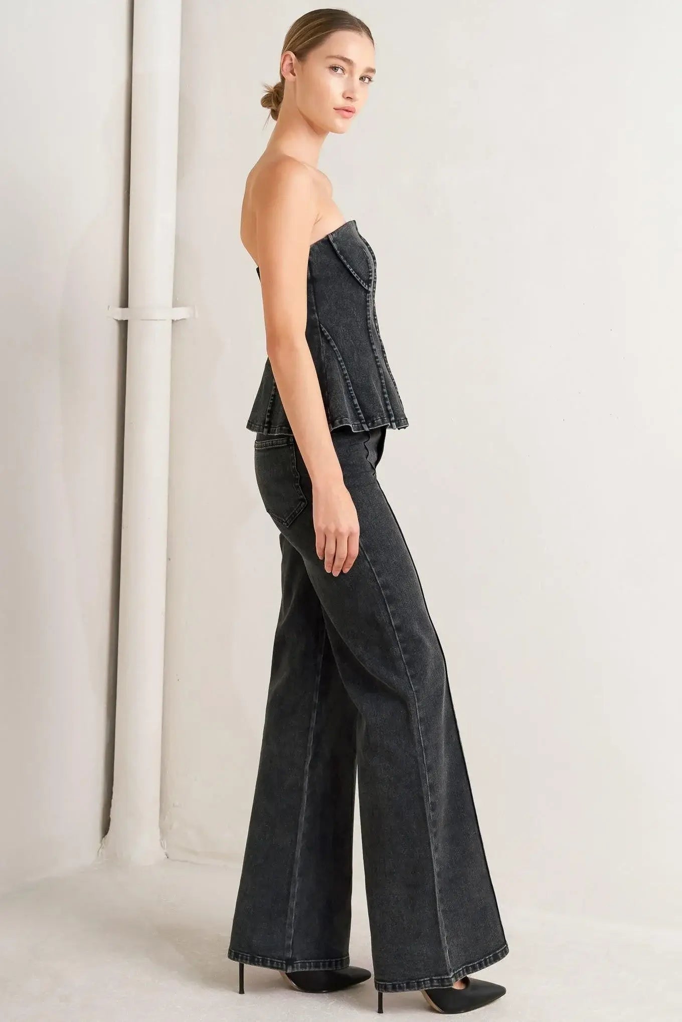 NIGHT SHAPE DENIM TOP - Flying Tomato - Flyclothing LLC