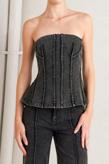 NIGHT SHAPE DENIM TOP - Flying Tomato - Flyclothing LLC
