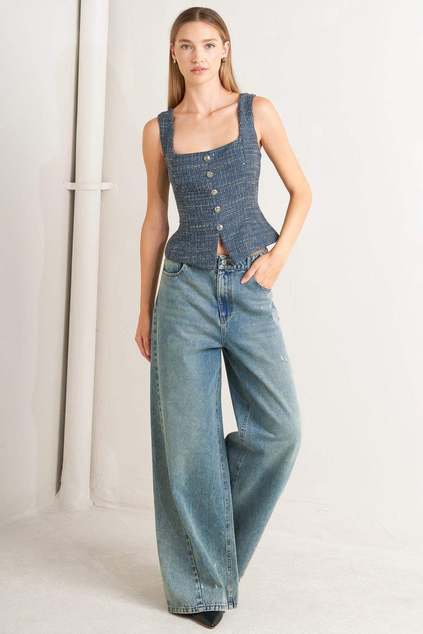 STUDIO FEMME LOOK TWEED TOP - Flying Tomato - Flyclothing LLC