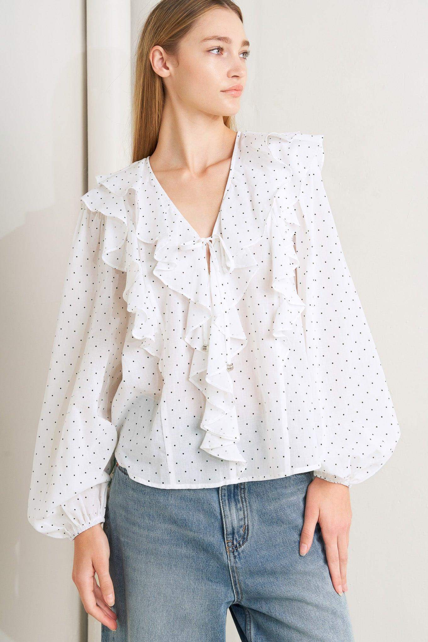 MADE OF DREAMS POLKA DOT WOVEN TOP - Flying Tomato - Flyclothing LLC