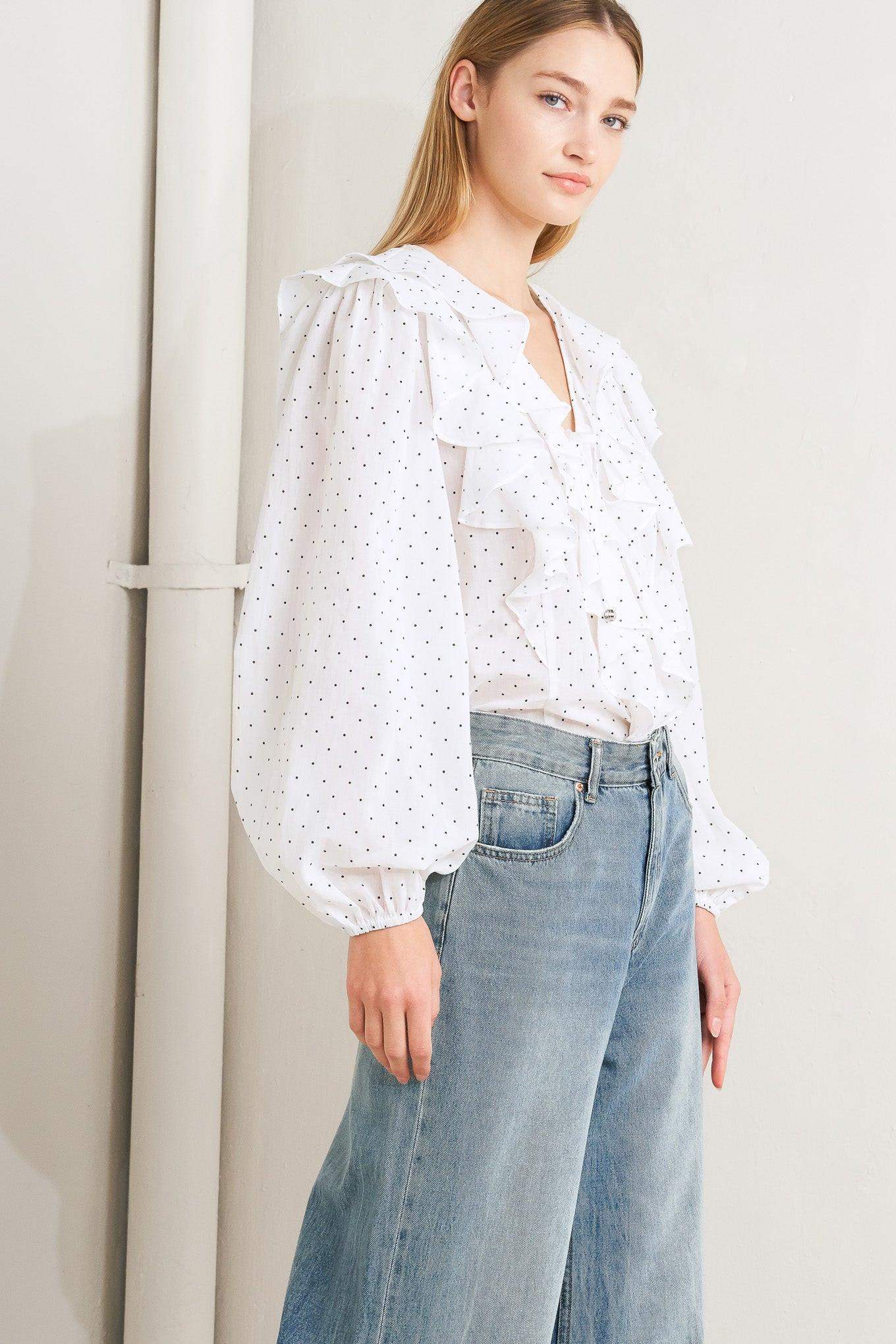 MADE OF DREAMS POLKA DOT WOVEN TOP - Flying Tomato - Flyclothing LLC