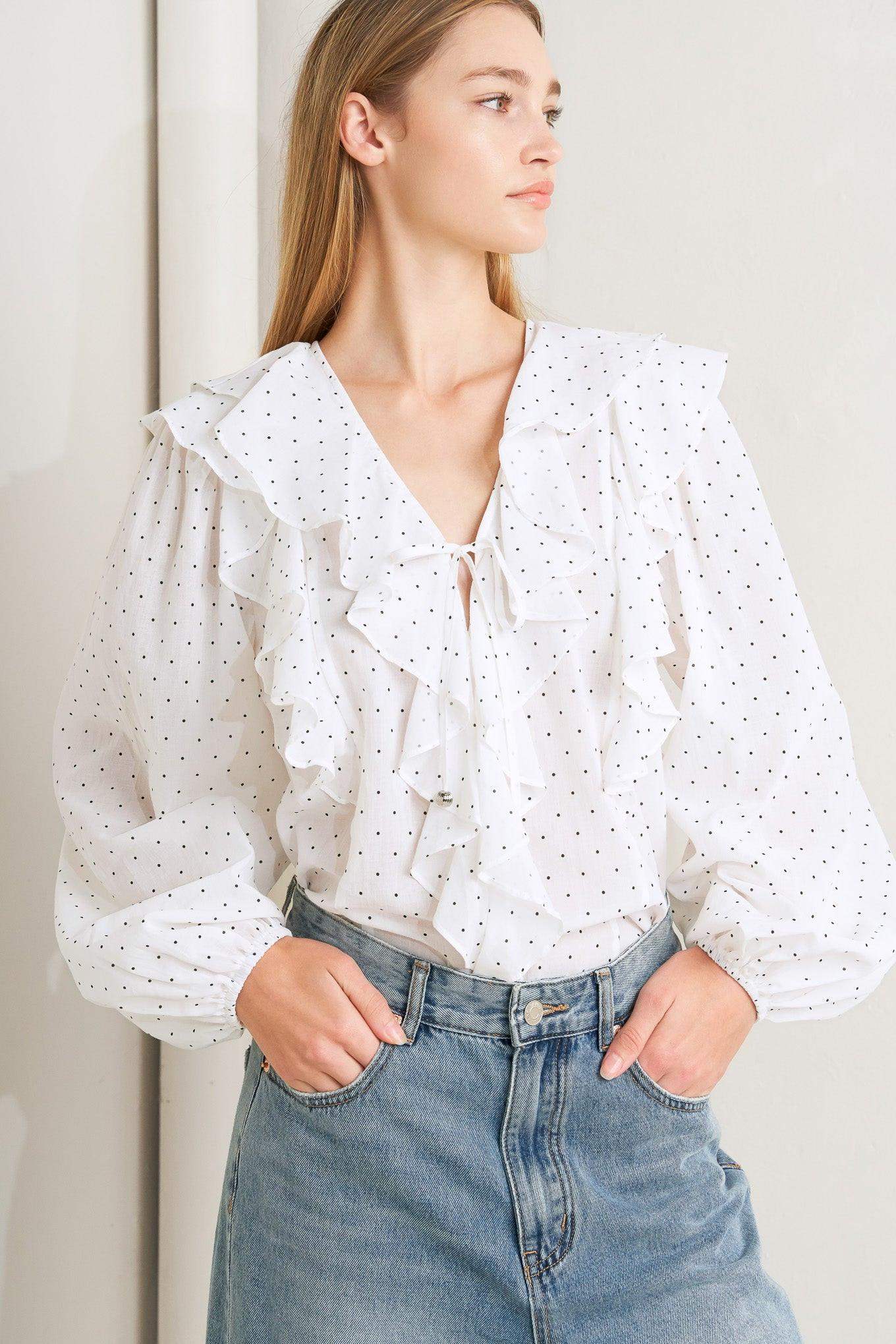 MADE OF DREAMS POLKA DOT WOVEN TOP - Flying Tomato - Flyclothing LLC