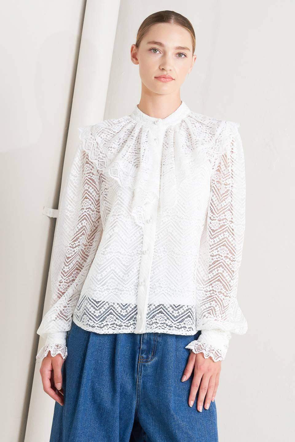 CLOUD ROMANCE WOVEN LACE TOP - Flying Tomato - Flyclothing LLC