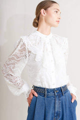 CLOUD ROMANCE WOVEN LACE TOP - Flying Tomato - Flyclothing LLC