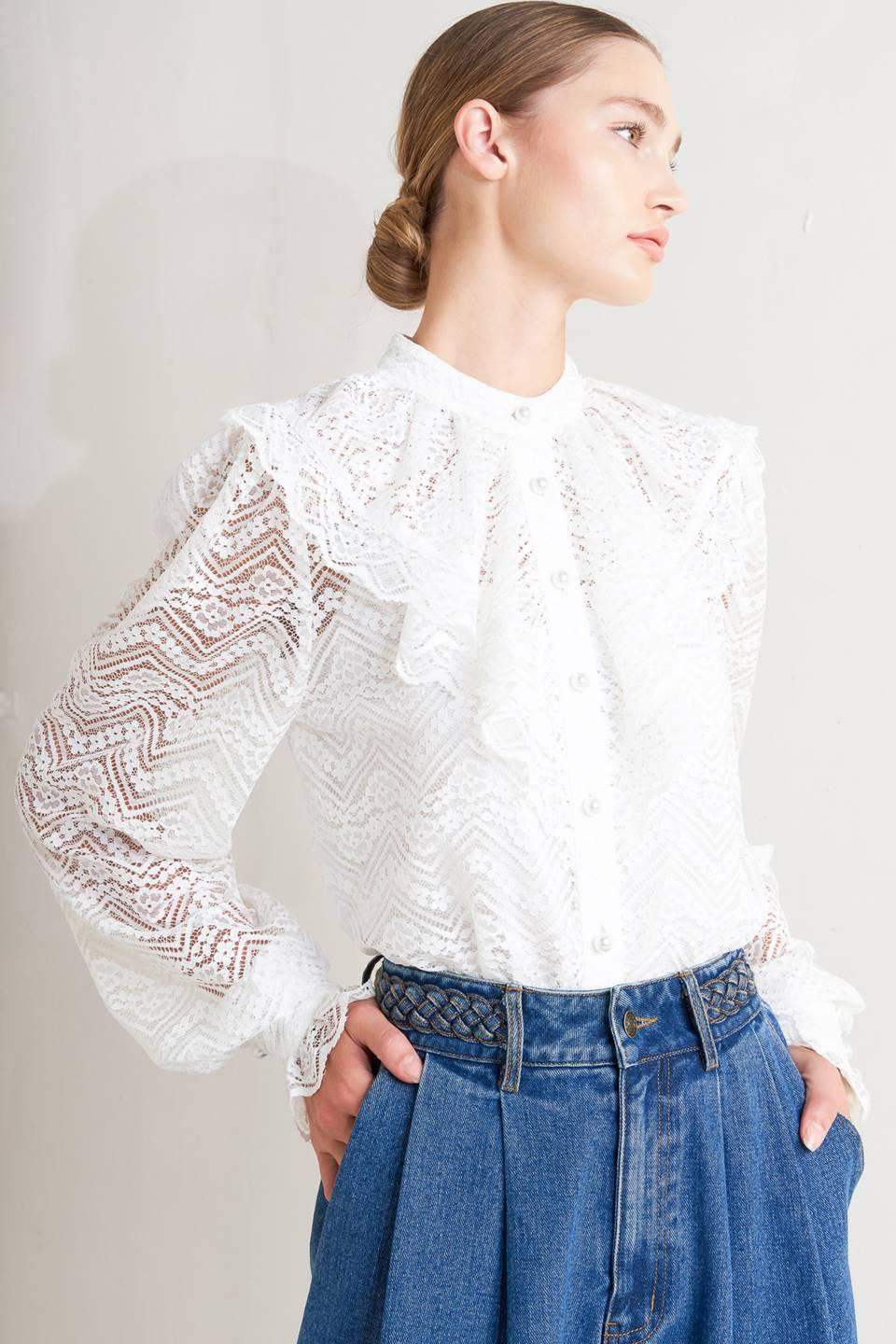 CLOUD ROMANCE WOVEN LACE TOP - Flying Tomato - Flyclothing LLC