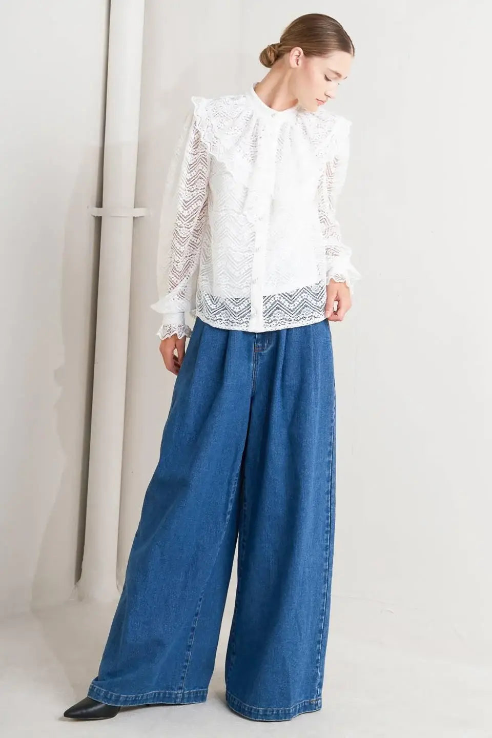 CLOUD ROMANCE WOVEN LACE TOP - Flying Tomato - Flyclothing LLC