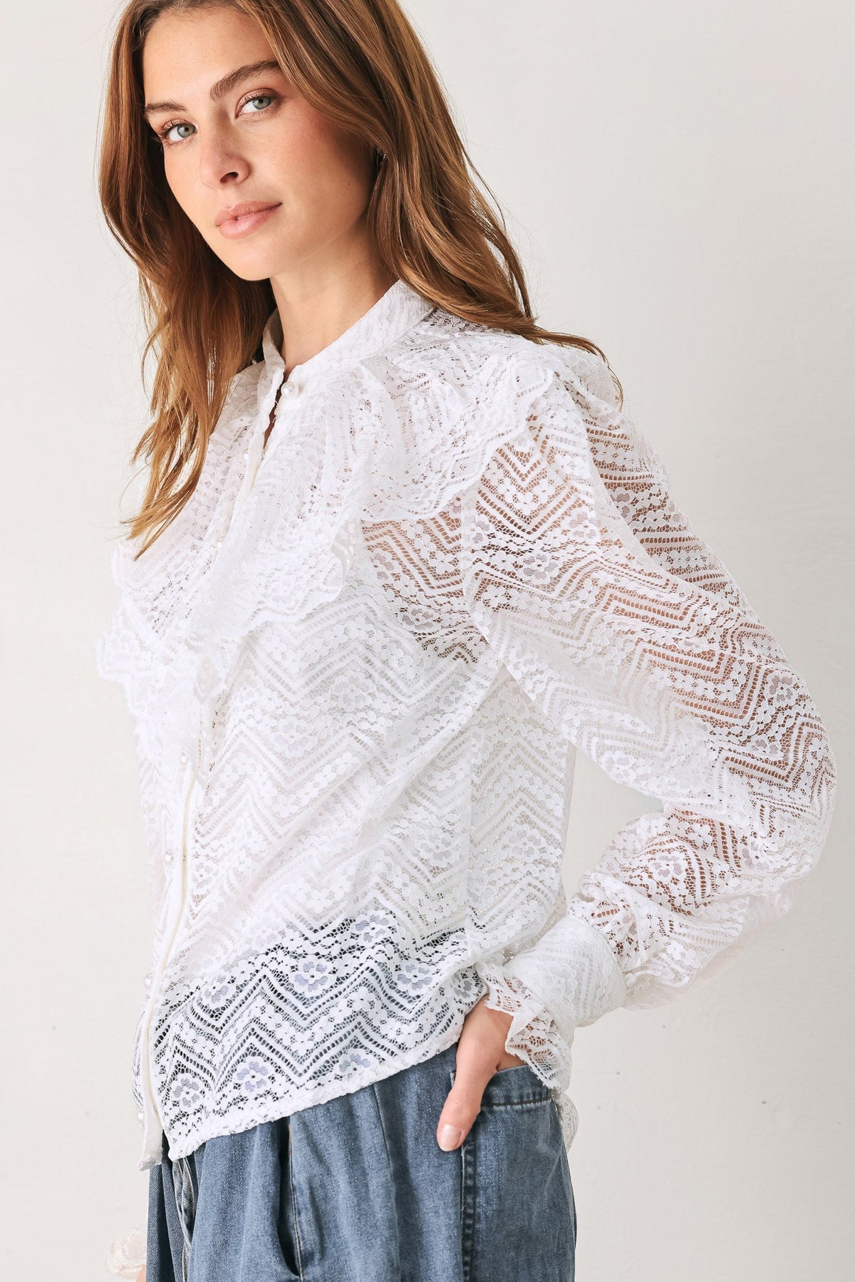 CLOUD ROMANCE WOVEN LACE TOP - Flying Tomato - Flyclothing LLC