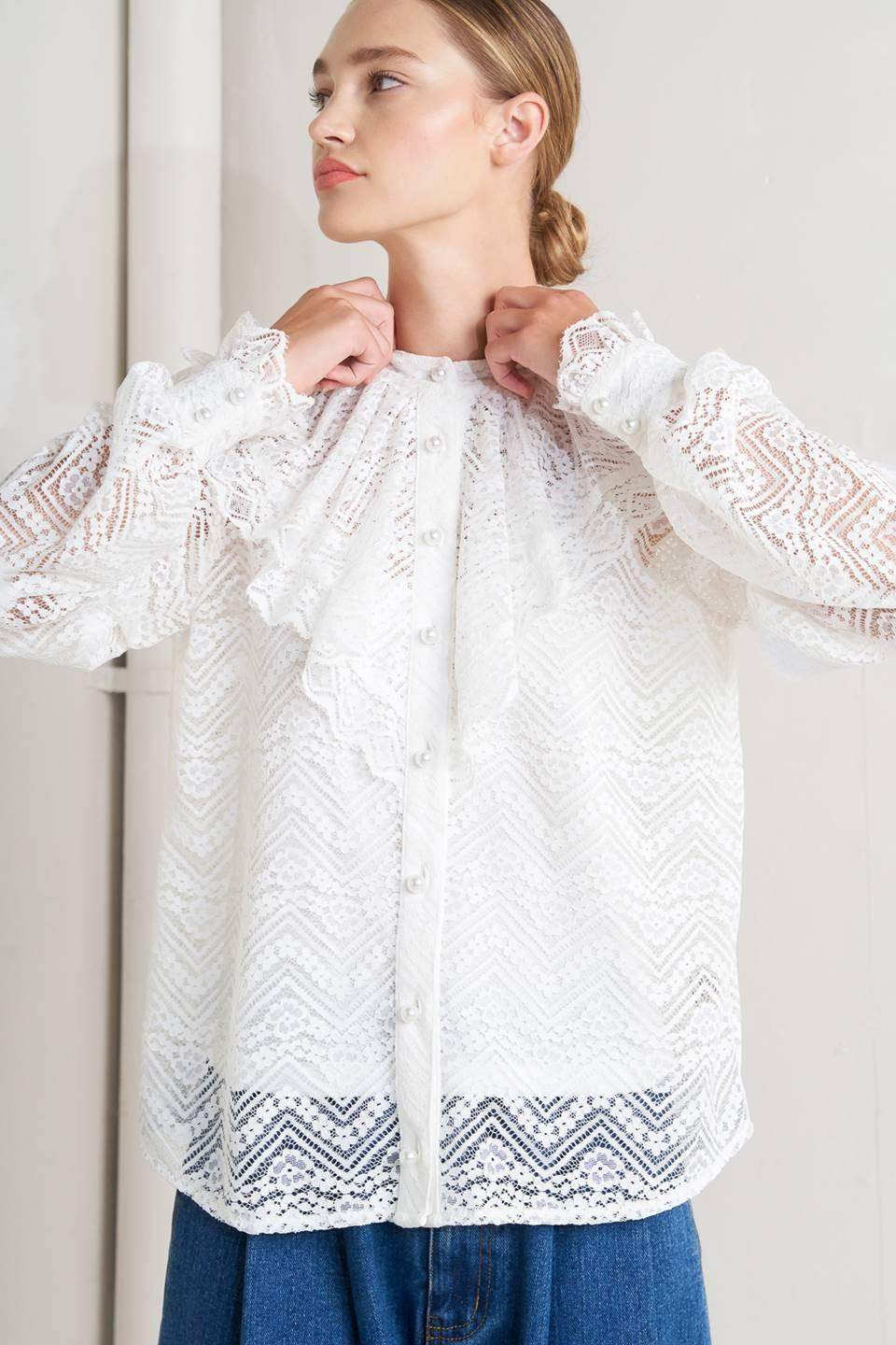 CLOUD ROMANCE WOVEN LACE TOP - Flying Tomato - Flyclothing LLC