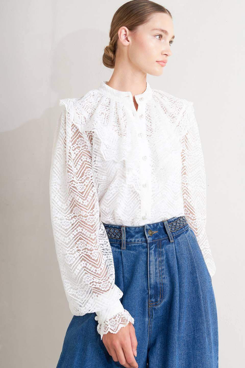 CLOUD ROMANCE WOVEN LACE TOP - Flying Tomato - Flyclothing LLC