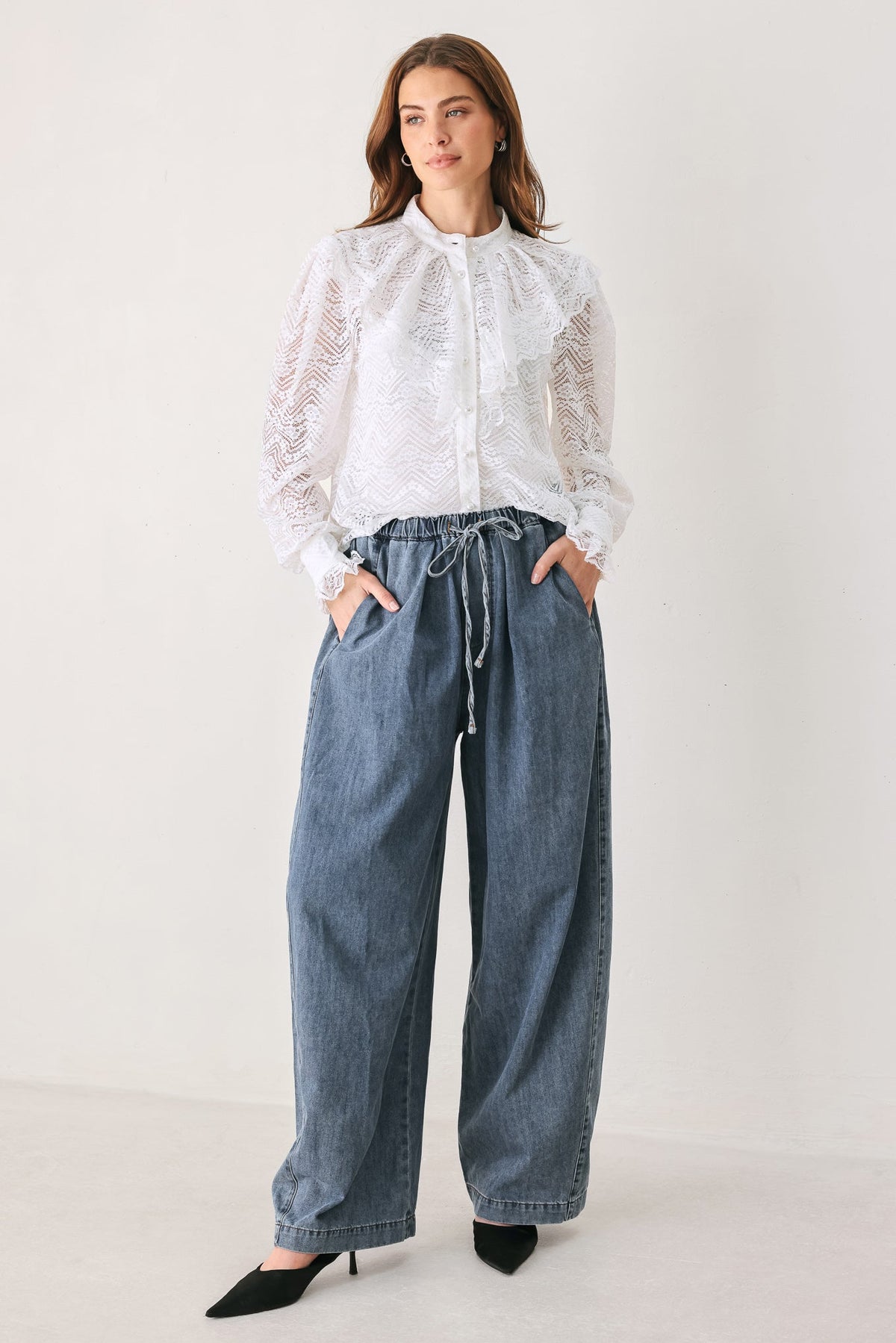 CLOUD ROMANCE WOVEN LACE TOP - Flying Tomato - Flyclothing LLC
