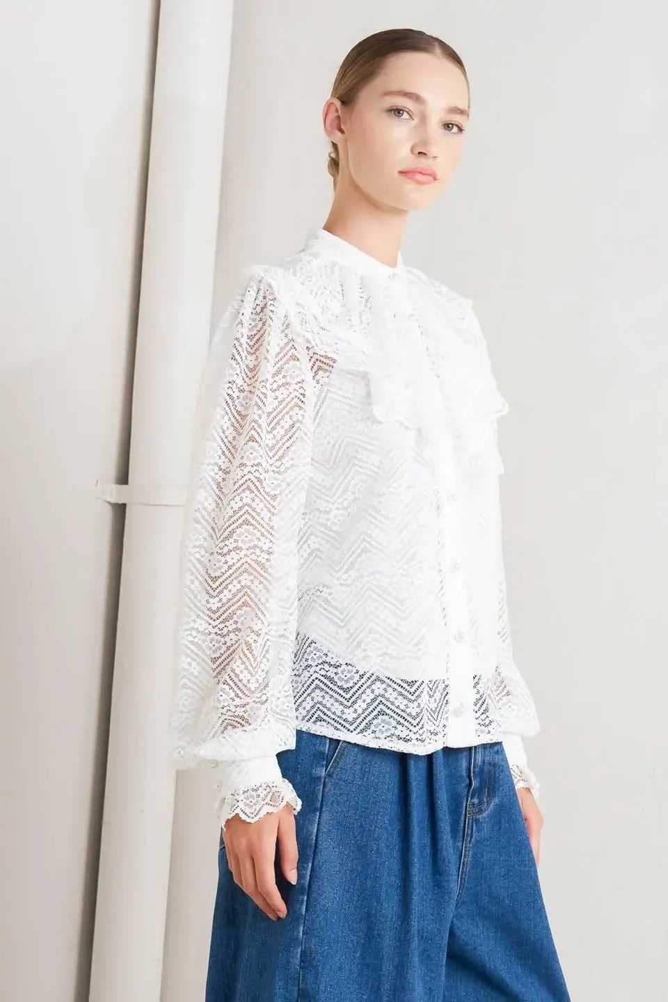 CLOUD ROMANCE WOVEN LACE TOP - Flying Tomato - Flyclothing LLC