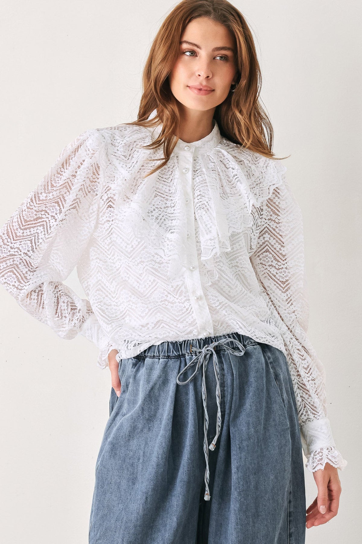 CLOUD ROMANCE WOVEN LACE TOP - Flying Tomato - Flyclothing LLC