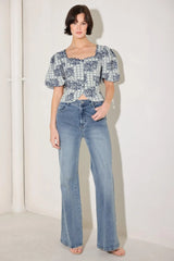 SWEET CHECK ROMANCE WOVEN JACQUARD TOP - Flying Tomato - Flyclothing LLC