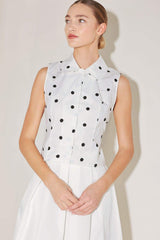 CAFÉ NOIR POLKA WOVEN TOP - Flying Tomato - Flyclothing LLC