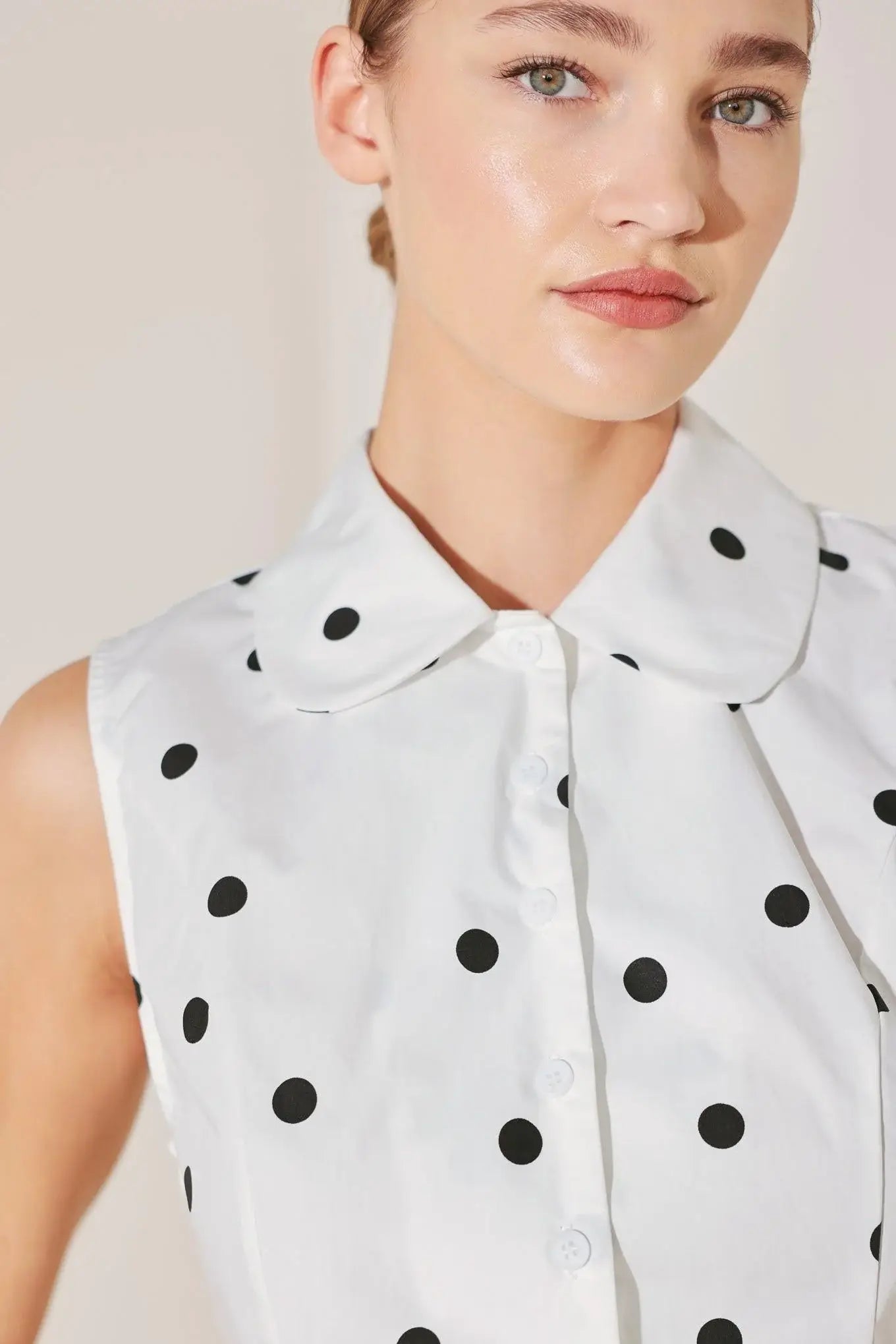 CAFÉ NOIR POLKA WOVEN TOP - Flying Tomato - Flyclothing LLC
