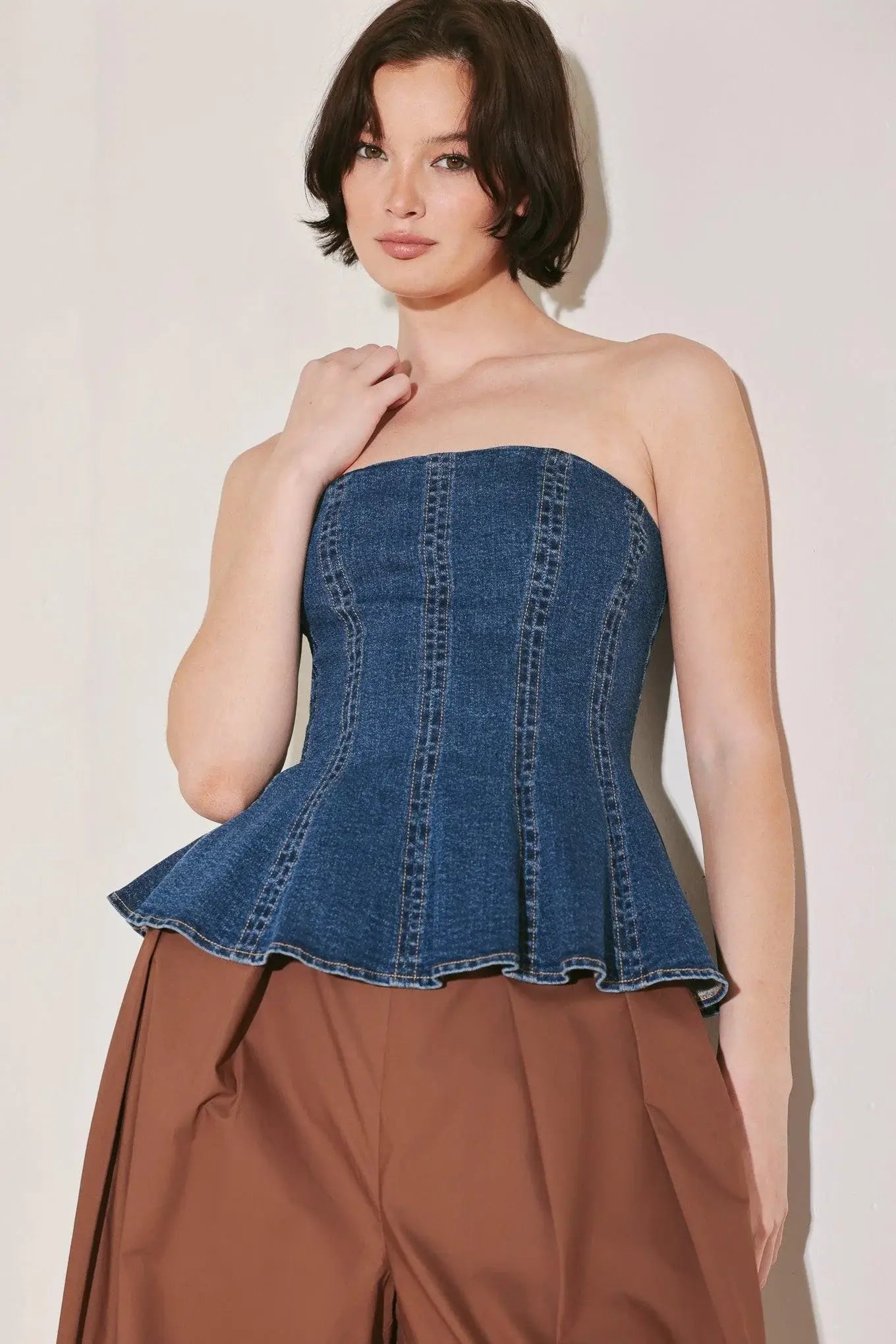 POWER PLAY DENIM TOP - Flying Tomato - Flyclothing LLC